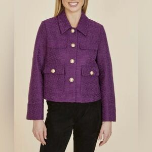 Dolce Cabo Purple Tweed Blazer Size Large